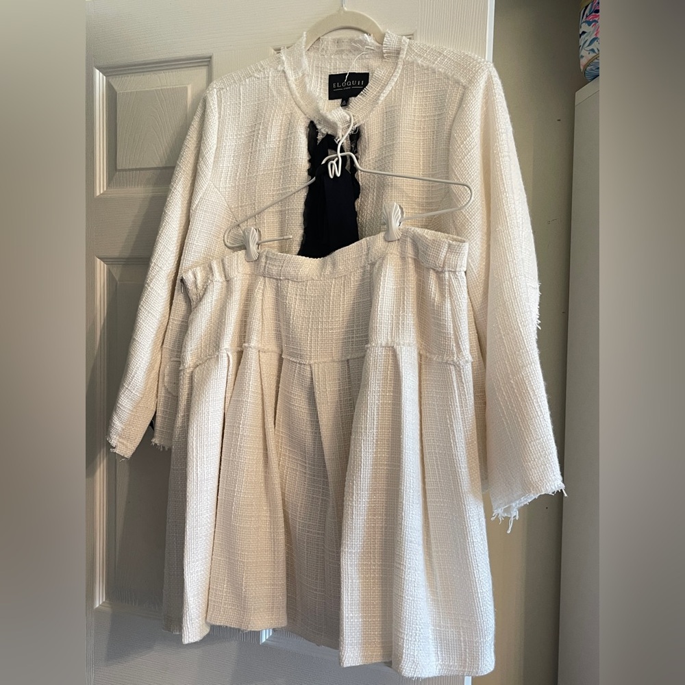 Eloquii Cream Textured Dress